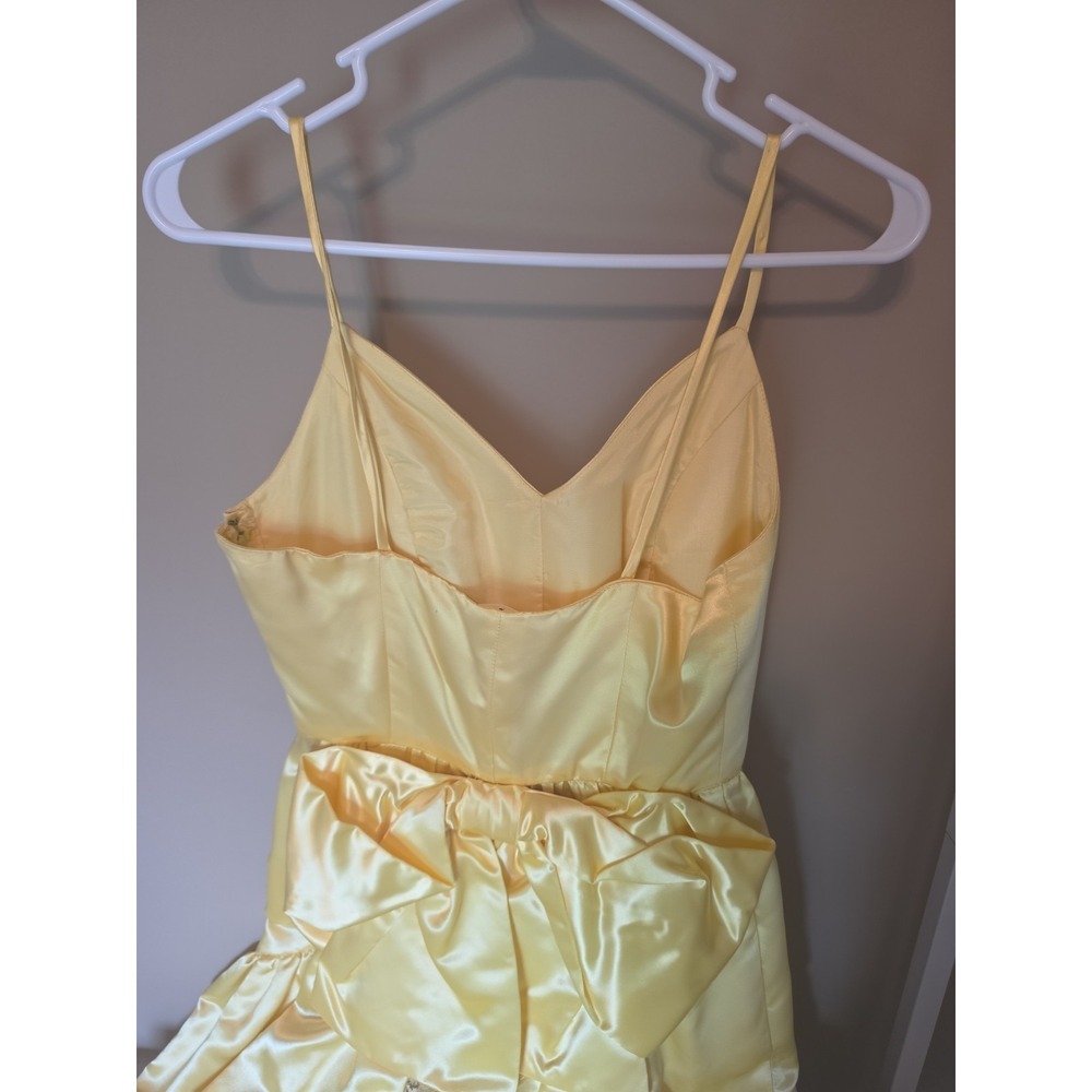 Vintage An Original by Hazel Hammer 80's Prom Satin & Lace Yellow Dress- S - Picture 7 of 12